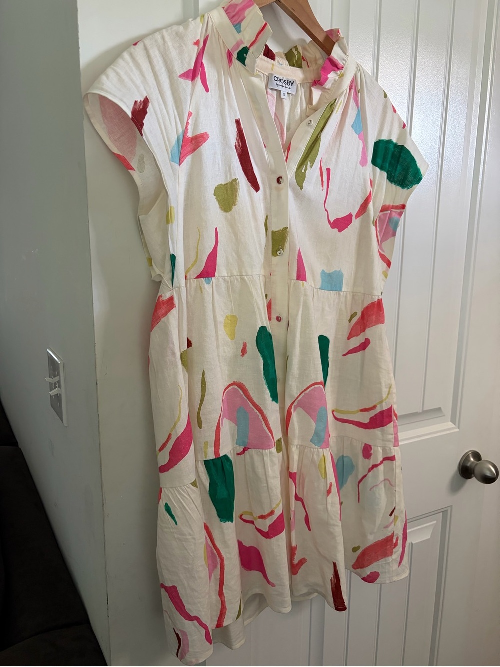 CROSBY by Mollie Burch Whitley Tiered Dress Palette Play Abstract Small